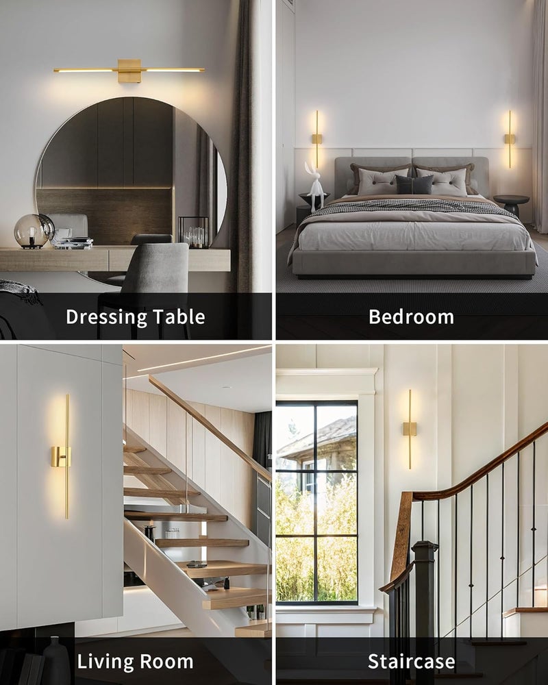 KDG Cordless Wall Sconces with Remote Control, Wireless 5200mAh Rechargeable Battery Operated LED Wall Lamps, 360° Rotate Lightings for Wall Painting, Bedroom, Hallway, Night Light 23.6 inch (Gold) - Image 5